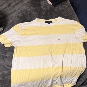 Tommy Hilfiger Men's Short Sleeve Shirt in Yellow and White